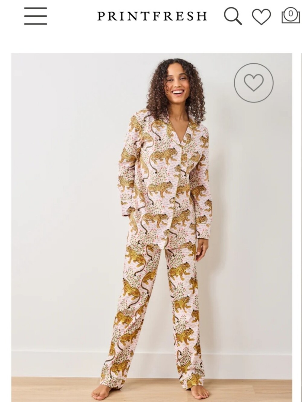 Printfresh Bagheera Cotton Pajamas Set Long Sleeves Long Pants, Pockets Sz Small